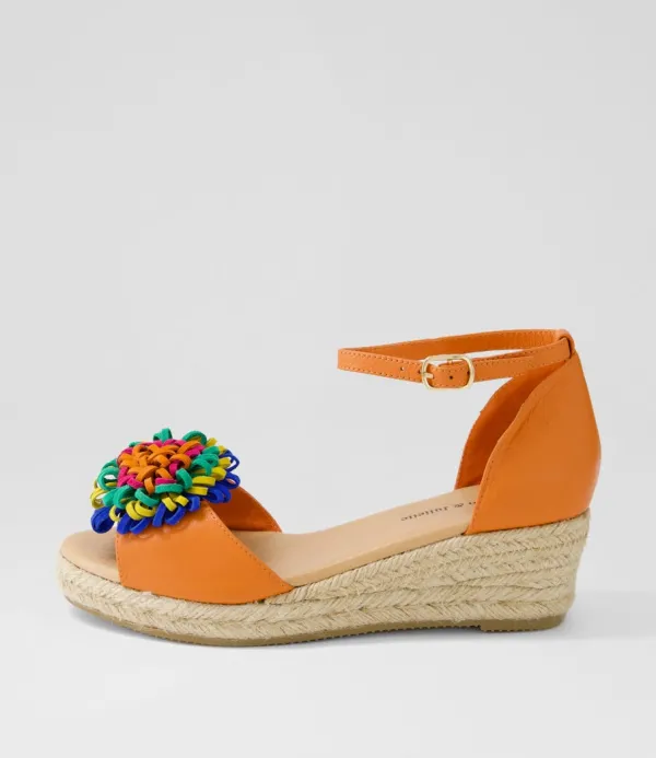 Women DJANGO & JULIETTE Savea Bright Orange Leather Suede Espadrilles