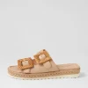 Women DJANGO & JULIETTE Savi Camel Natural Leather Buckle Slides