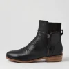 Women DJANGO & JULIETTE Sawyery Black Leather Elastic Ankle Boots