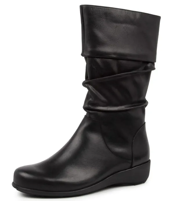 Women ZIERA Seattle Xf Black Leather Calf Boots