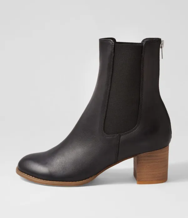 Women DJANGO & JULIETTE Sebasy Black Natural Heel Leather Chelsea Boots