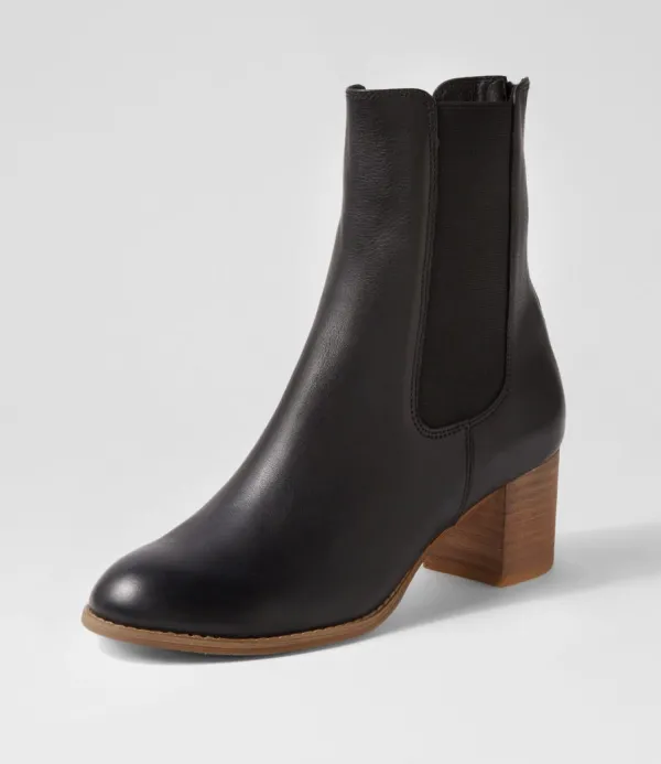 Women DJANGO & JULIETTE Sebasy Black Natural Heel Leather Chelsea Boots