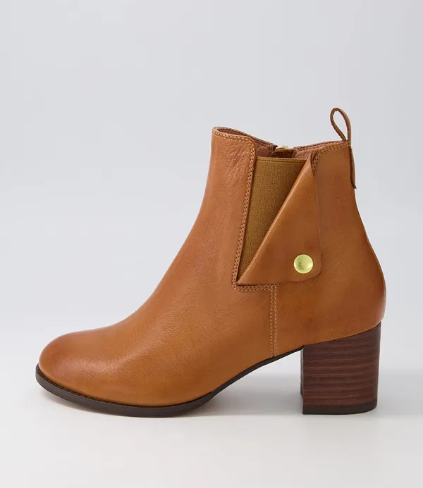 Women DJANGO & JULIETTE Sedna New Tan Choc Leather Chelsea Boots