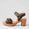 Women GABOR Sente Schwarz Gold Leather Sandals