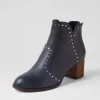 Women DJANGO & JULIETTE Shad Navy Choc Leather Ankle Boots