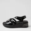 Women ZIERA Sharrell Xw Black Patent Leather Sandals