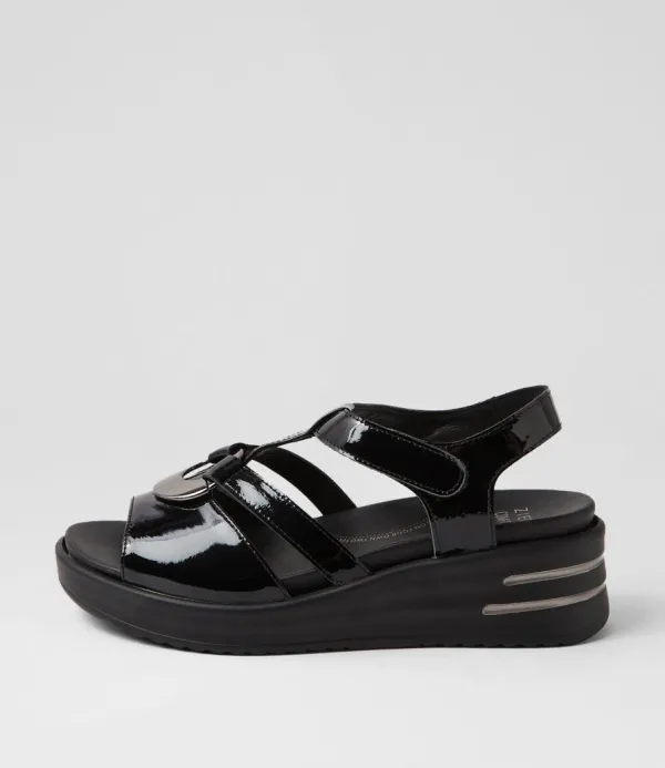 Women ZIERA Sharrell Xw Black Patent Leather Sandals