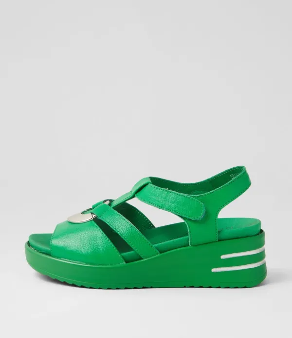 Women ZIERA Sharrell Xw Bright Emerald Leather Sandals