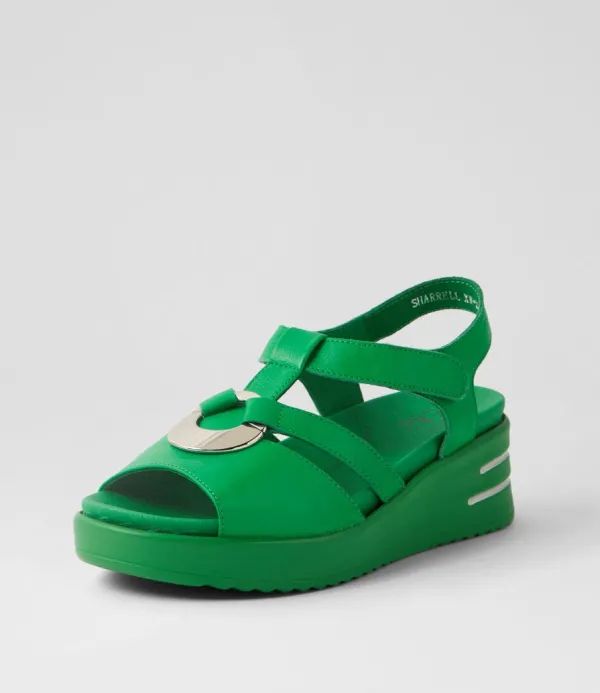 Women ZIERA Sharrell Xw Bright Emerald Leather Sandals