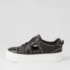 Women DJANGO & JULIETTE Shedd Black White Leather Sneakers