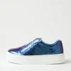 Women DJANGO & JULIETTE Shia Blue Shine White Croc Leather Sneakers