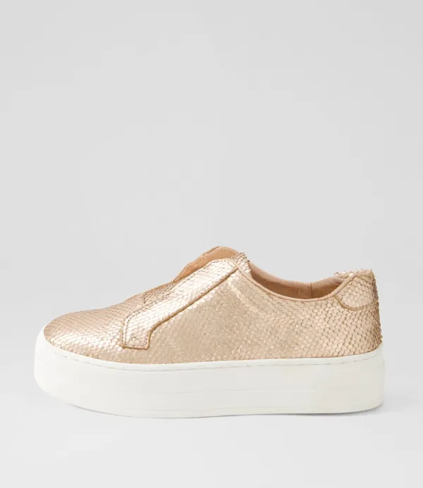 Women DJANGO & JULIETTE Shia Rose Gold Small Cut Leather Sneakers