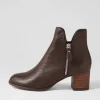 Women DJANGO & JULIETTE Shiannely Choc Leather Heeled Ankle Boots