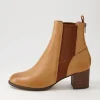 Women DJANGO & JULIETTE Shoko New Tan Choc Leather Chelsea Boots