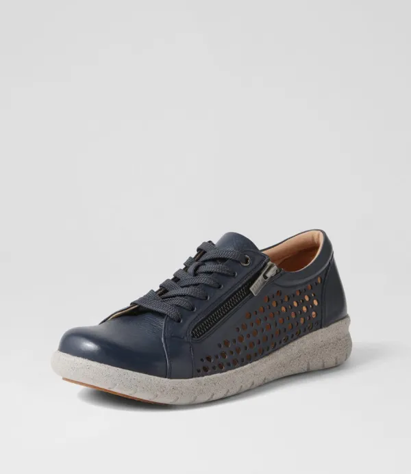 Women ZIERA Shovo Xf Navy Misty Leather Sneakers