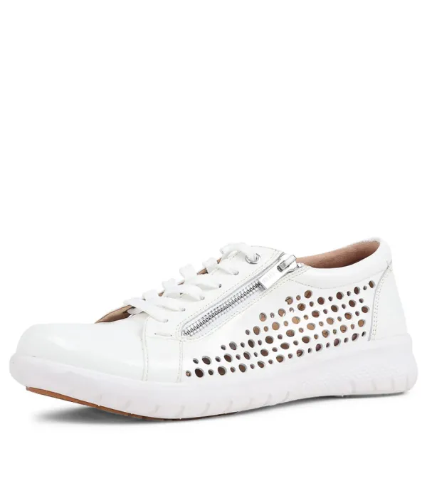 Women ZIERA Shovo Xf White Wrinkle Patent Sneakers