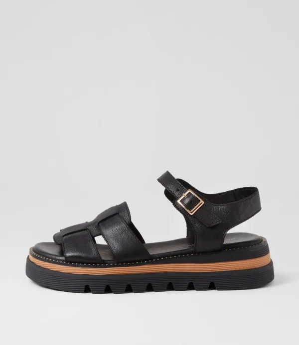 Women DJANGO & JULIETTE Simm Black Leather Sandals