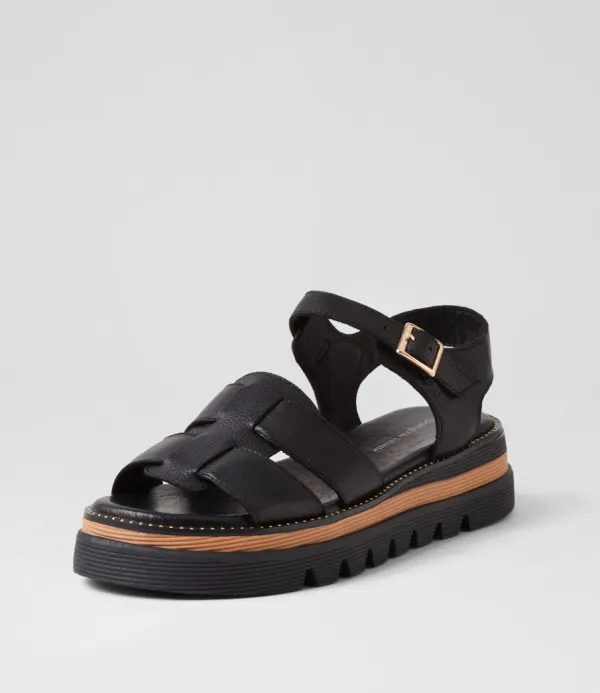Women DJANGO & JULIETTE Simm Black Leather Sandals