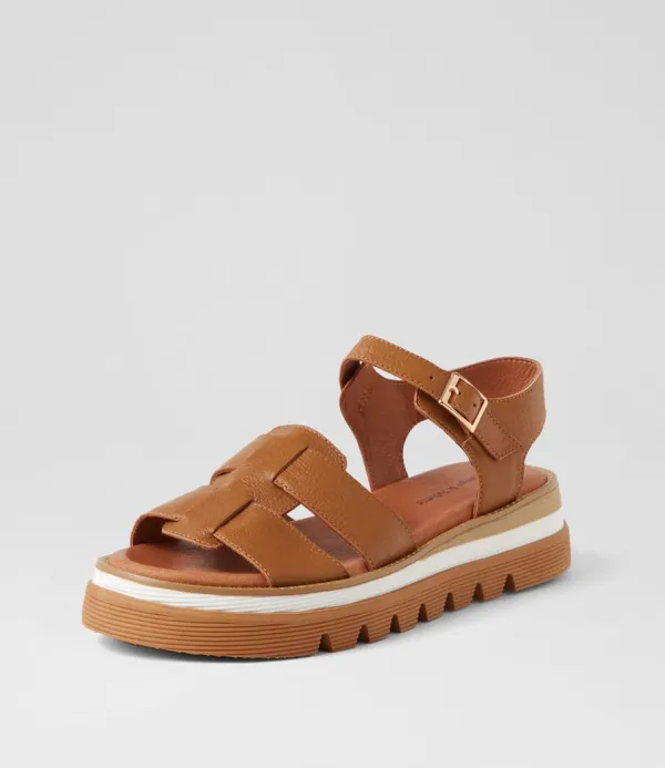 Women DJANGO & JULIETTE Simm Toffee Leather Sandals