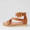 Women DJANGO & JULIETTE Sisel Dark Tan Natural Leather Buckle Espadrilles