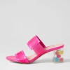 Women DJANGO & JULIETTE Sistel Hot Pink New Bubble Patent Vinylite Mules