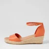 Women DJANGO & JULIETTE Skip Bright Orange Natural Rope Leather Espadrilles