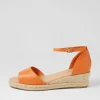 Women DJANGO & JULIETTE Skip Lrg Orange Natural Rope Leather Espadrilles