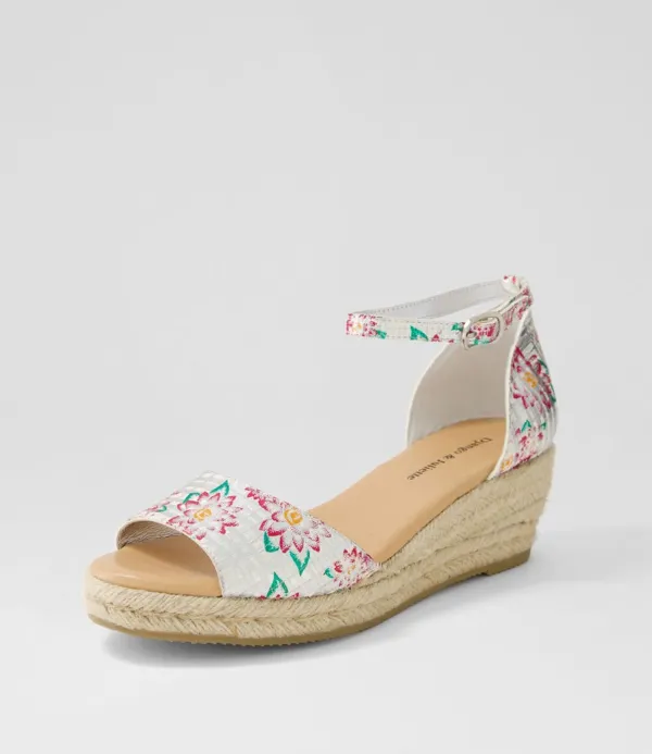 Women DJANGO & JULIETTE Skip Silver Fuchsia Leather Espadrilles