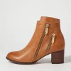 Women DJANGO & JULIETTE Slaine New Tan Choc Leather Chelsea Boots