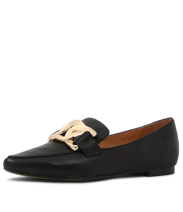 Women TOP END Socoro Black Leather Loafers