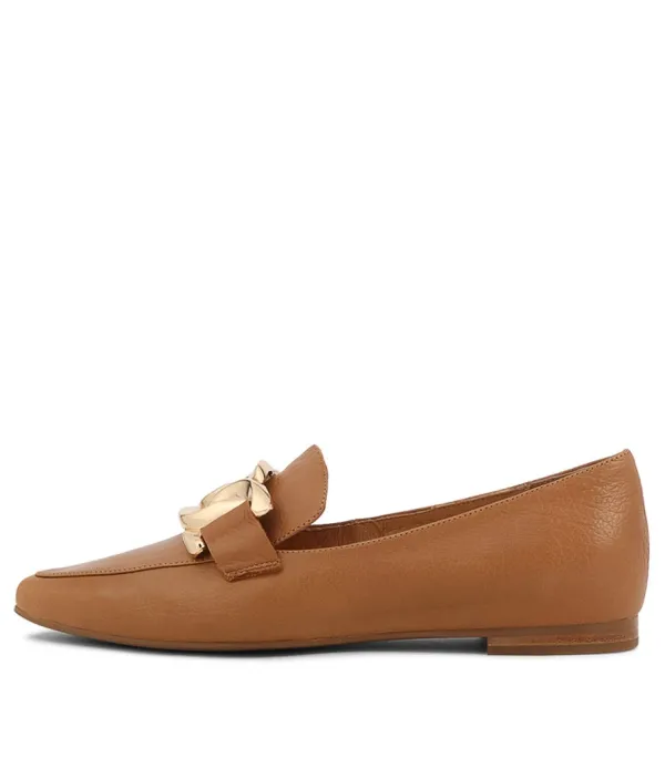 Women TOP END Socoro Dark Tan Leather Loafers