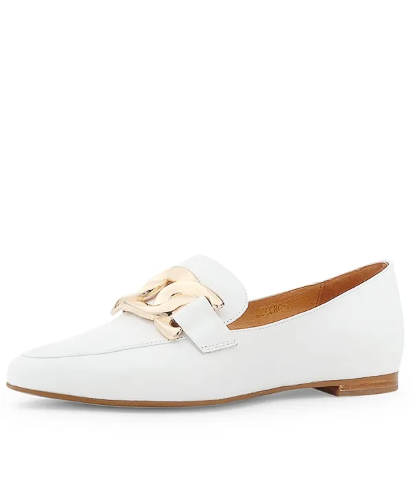 Women TOP END Socoro White Leather Loafers