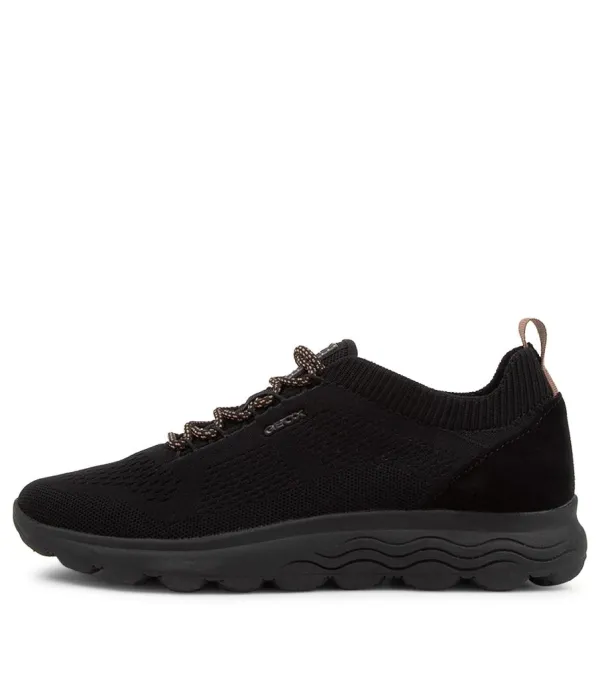 Women GEOX Spherica Black Fabric Sneakers