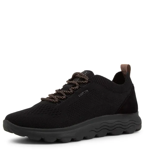 Women GEOX Spherica Black Fabric Sneakers