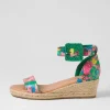 Women DJANGO & JULIETTE Sprout Emerald Flowermania Leather Sandals