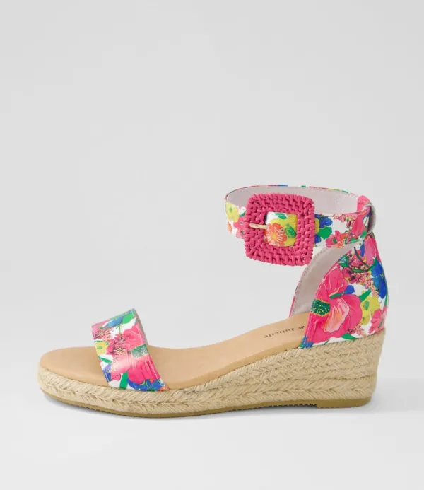 Women DJANGO & JULIETTE Sprout Lrg White Flowermania Leather Espadrilles