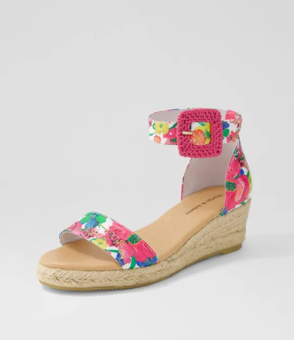 Women DJANGO & JULIETTE Sprout Lrg White Flowermania Leather Espadrilles