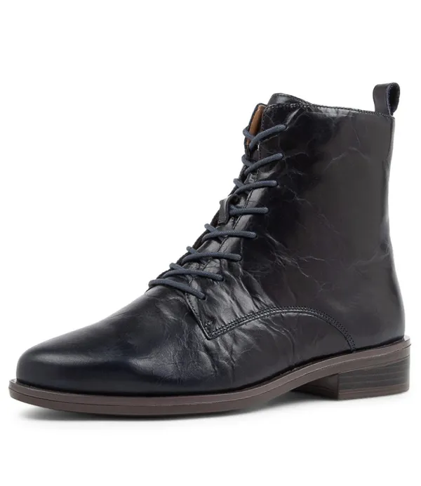 Women ZIERA Steveny Xf Navy Leather Ankle Boots