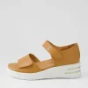 Women ZIERA Sunnieys Xw Dark Tan White Leather Sandals