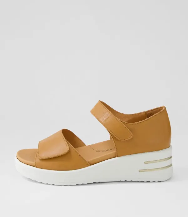 Women ZIERA Sunnieys Xw Dark Tan White Leather Sandals