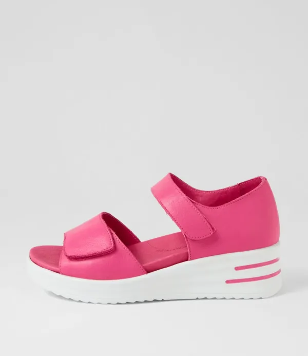 Women ZIERA Sunnieys Xw Fuchsia White Leather Sandals