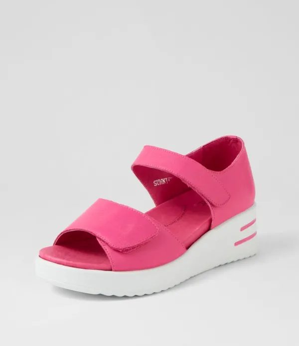 Women ZIERA Sunnieys Xw Fuchsia White Leather Sandals