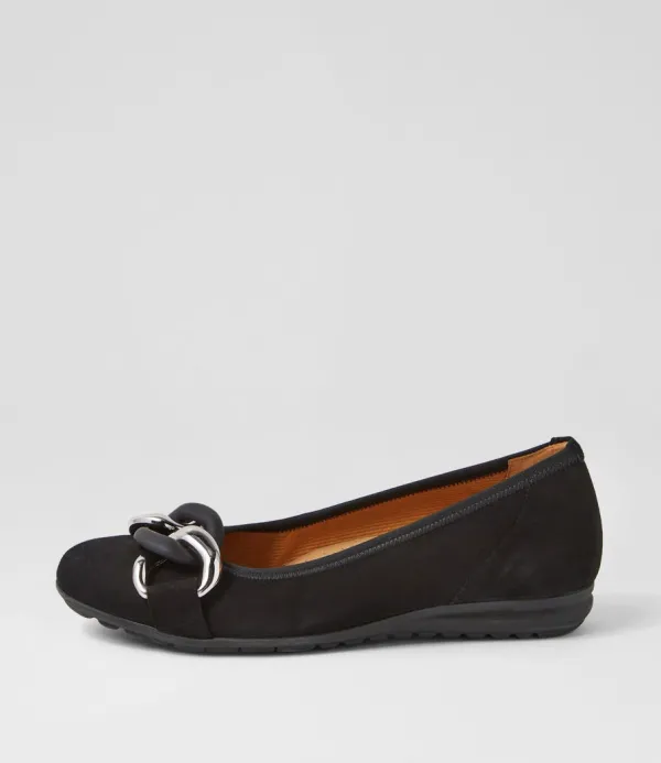Women GABOR Tabita Schwarz Suede Ballet Flats