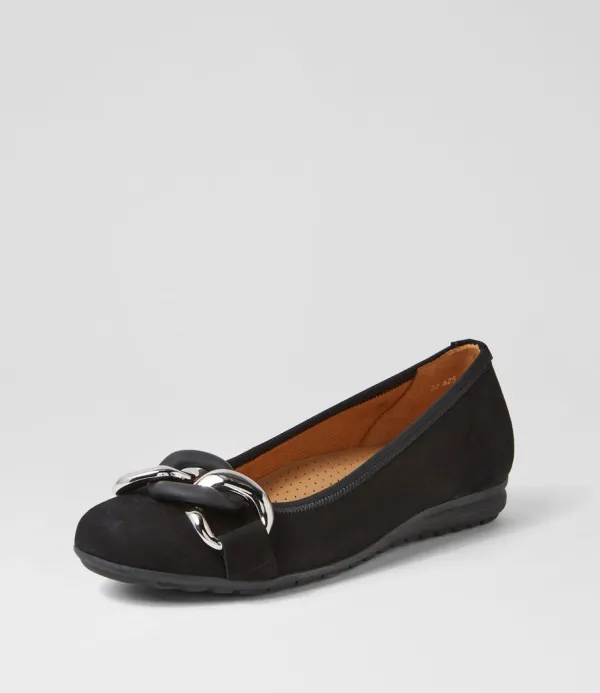 Women GABOR Tabita Schwarz Suede Ballet Flats