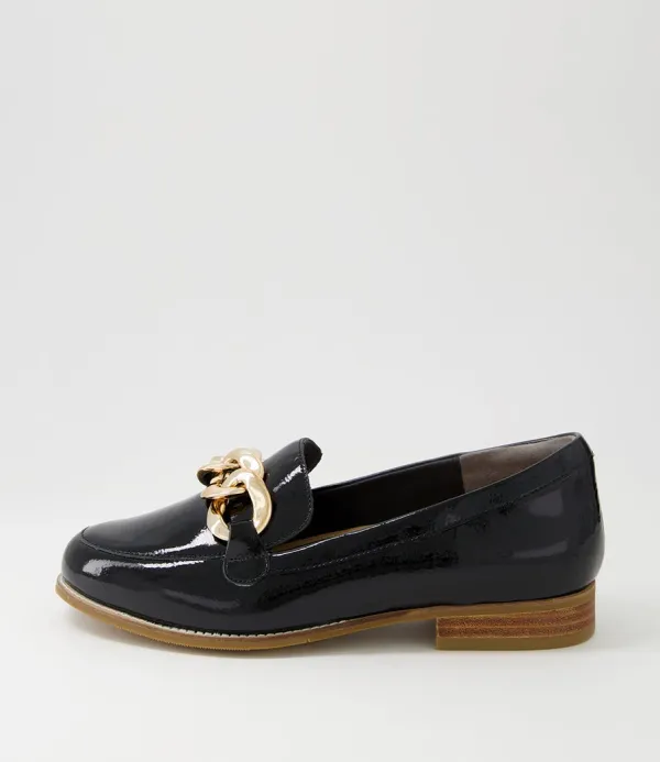 Women ZIERA Tamest Xf Black Wrinkle Patent Flat Shoes
