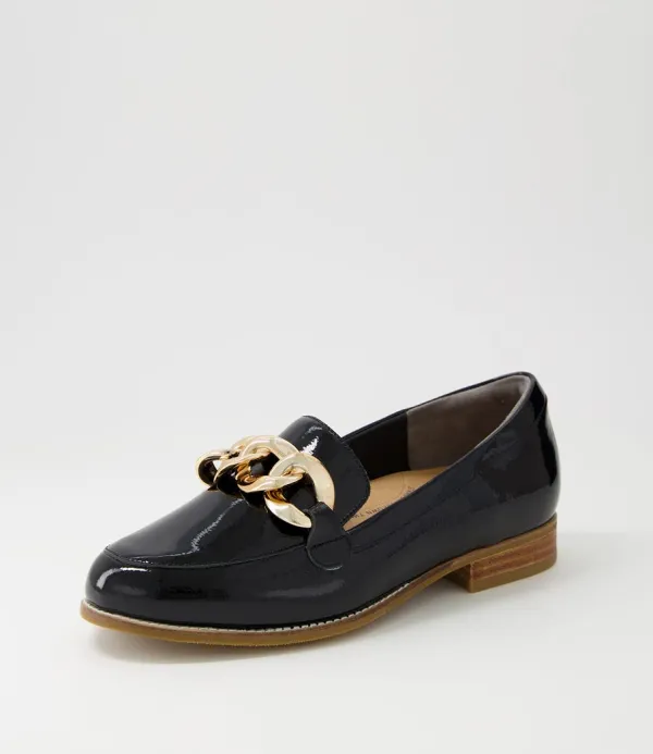 Women ZIERA Tamest Xf Black Wrinkle Patent Flat Shoes