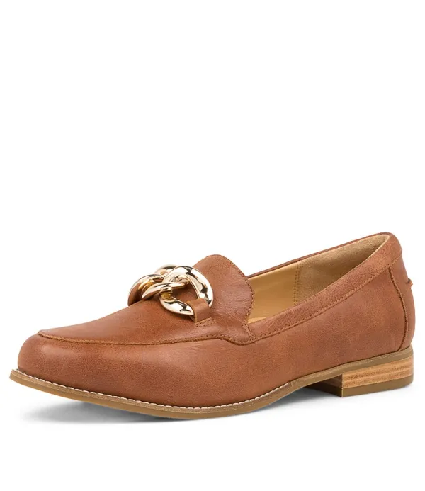 Women ZIERA Tamya Xf Cognac Leather Loafers
