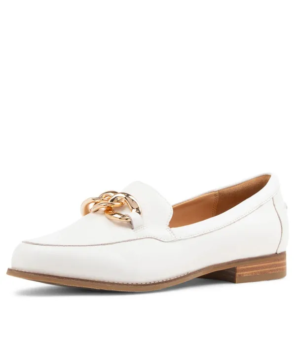 Women ZIERA Tamya Xf White Leather Loafers