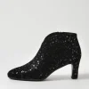 Women DJANGO & JULIETTE Templess Black Sparkle Suede Ankle Boots