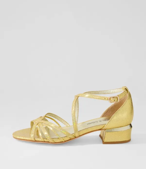 Women DJANGO & JULIETTE Tenna Gold Glam Leather Sandals